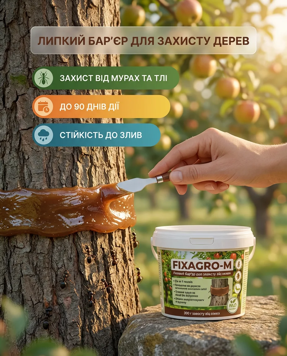 FIXAGRO-M — липкий еко-бар'єр на стовбурі дерева